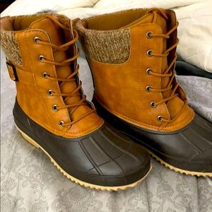 Chestnut Faux Leather Duck Boot